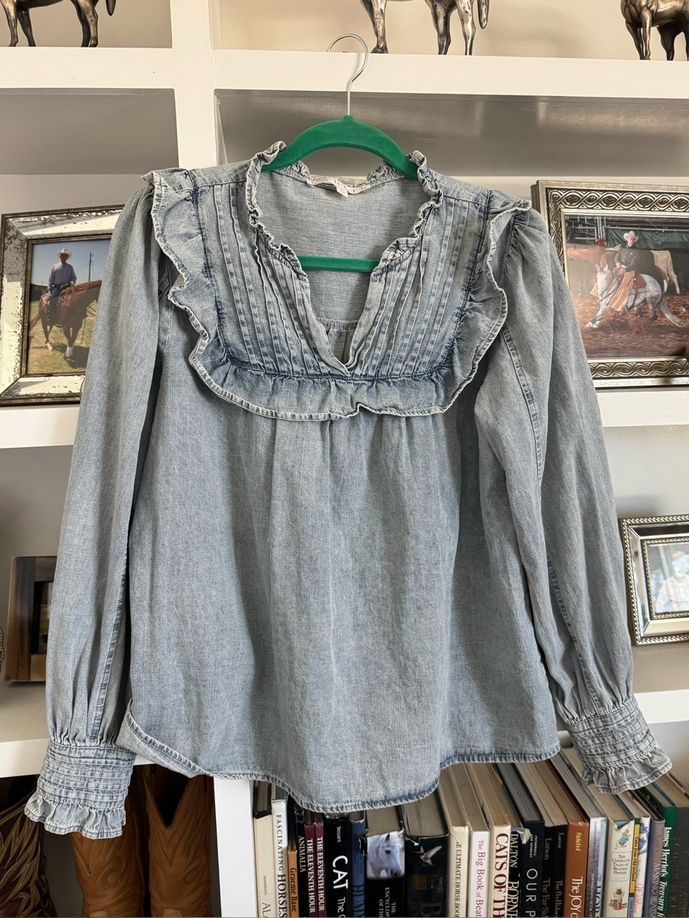 Karlie Denim Ruffled Top